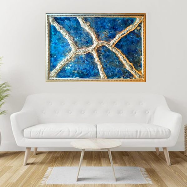 Tableau Epoxy Blue Star by DiamondResinart34, tableau unique , tableau decoration, verre pillée, pierres semi précieuses.